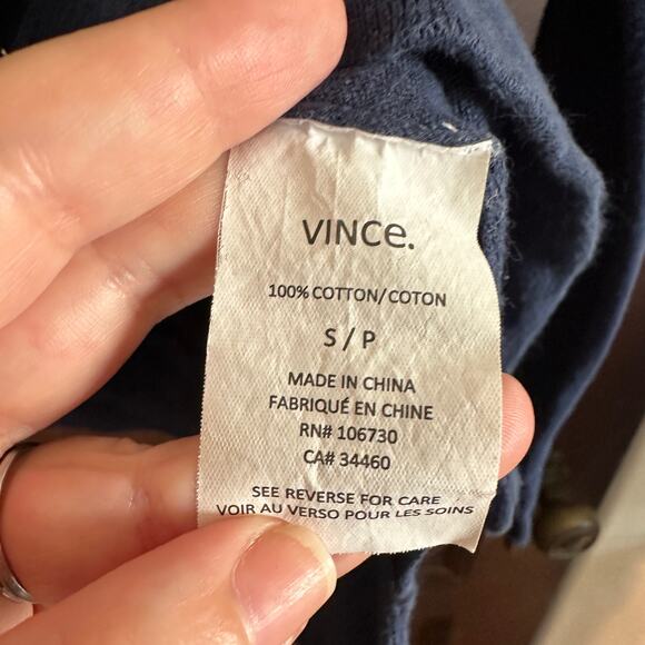 VINCE | Cotton Navy Blue and Cream Sweater Colorblock | Size Small - Picture 5 of 6